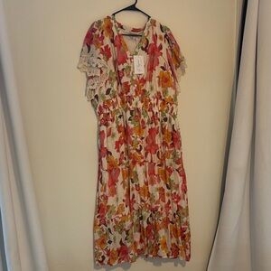 Polagram Red and Green Floral Dress